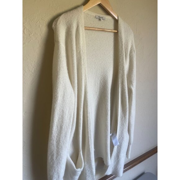 MADEWELL | Cozy Walker Cardigan Cream Alpaca Blend Sweater Medium Long Line - Picture 3 of 10
